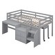 preview thumbnail 12 of 34, Wooden Loft Bed with Desk and Drawers, Lateral Portable Desk