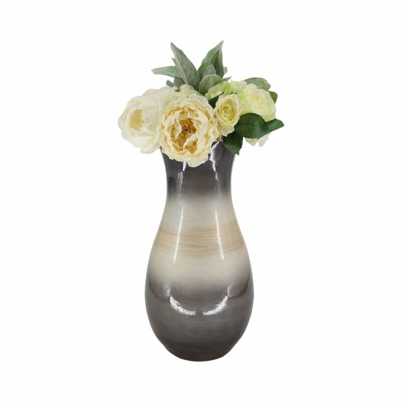 Sagebrook Home Glass Vase with Metal Accent - Elegant Decor Accent Piece