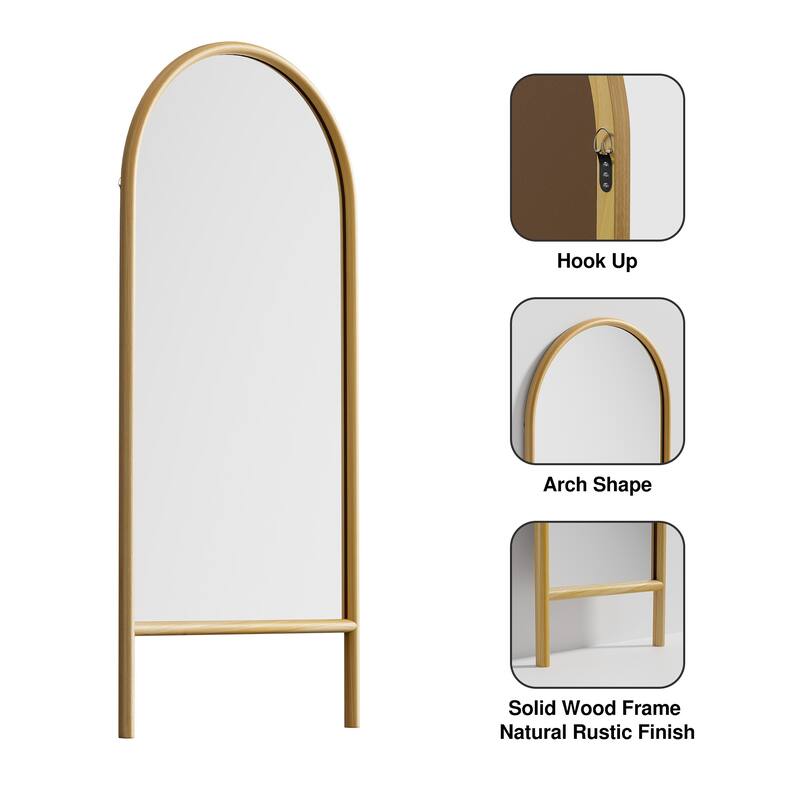 Wooden Frame Ladder-Style Wall Mirror