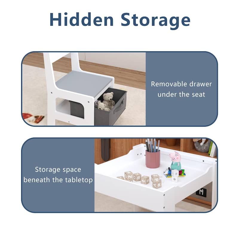 Anmytek Kids Activity Table and Chair Set with Storage, Toddler Play Craft Learning Desk for Playroom