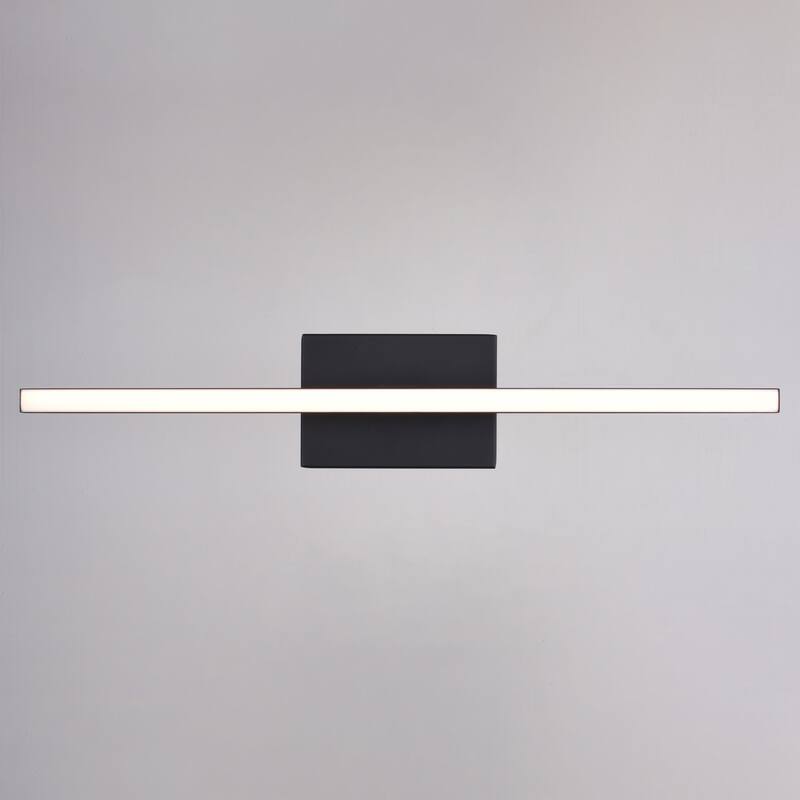 Ashburn 24 in. Integrated LED Matte Black Bath Bar Vanity Light White Shade - 24-in W x 4.25-in H x 3-in D
