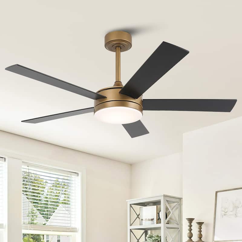 Vaczon 48" Gold Reversible Dimmable LED Smart Ceiling Fan with Light, App Comtrol and Remote