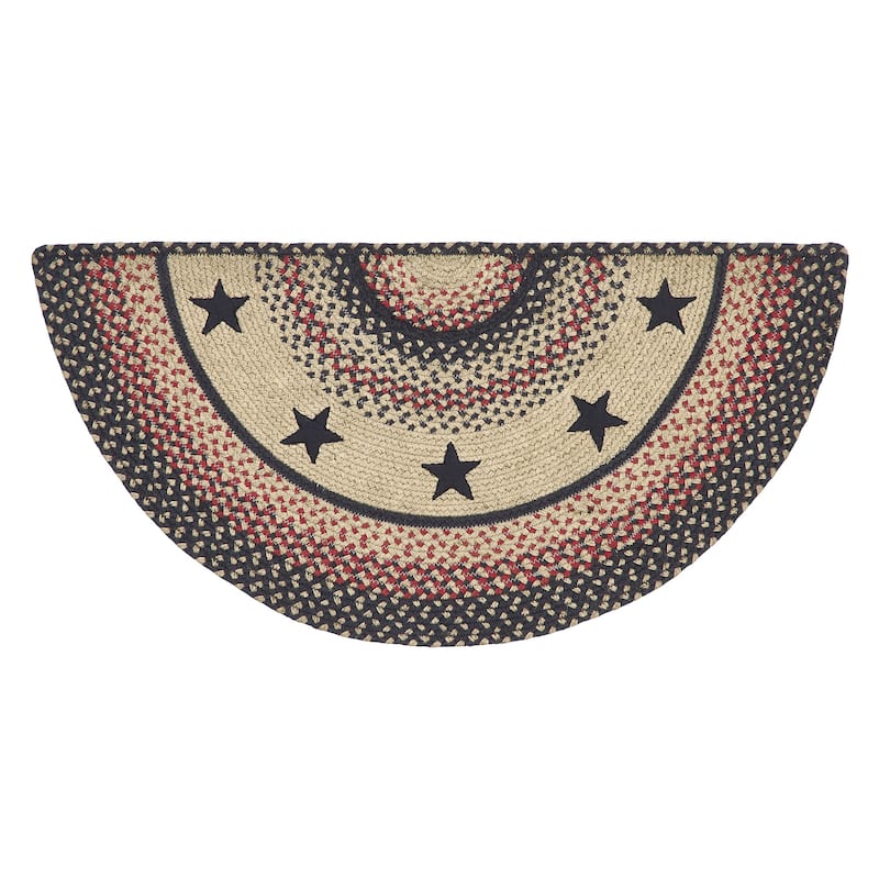 Colonial Star Jute Rug Half Circle w/ Pad 16.5x33 - 16.5" x 33" Half Circle