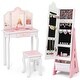 preview thumbnail 1 of 18, Costway Kids Vanity Set Princess Makeup Dressing Table & Chair Set - See Details