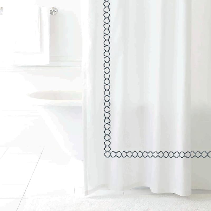 Clean Design Home x Martex Anti-Allergen Savoy 72x72 Shower Curtain - Shower Curtain - White/Blue