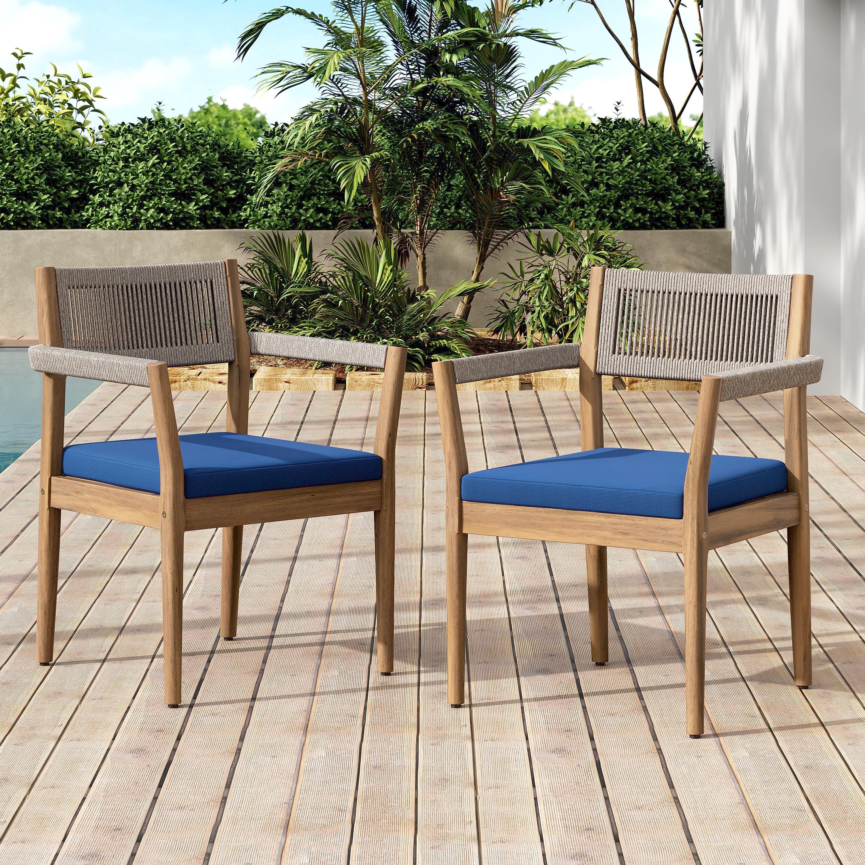 Outdoor Dining Chairs Set of 2 Side Chair with Wood Frame, Leisure Chair Reception Chair Coffee Chair