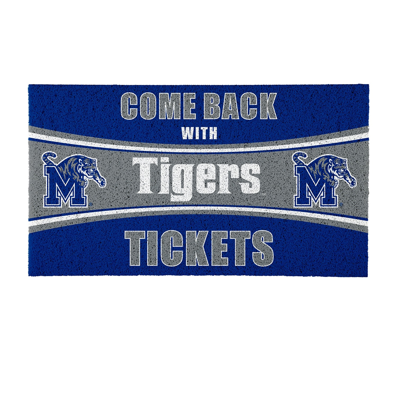 University of Memphis 28 in. x 16 in. PVC "Come Back With Tickets" Trapper Door Mat