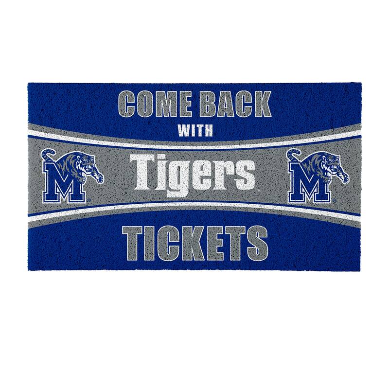 University of Memphis 28 in. x 16 in. PVC "Come Back With Tickets" Trapper Door Mat