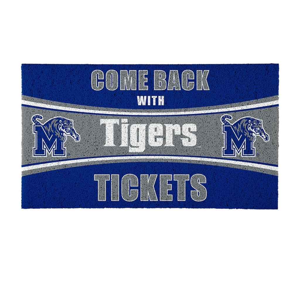 University of Memphis 28 in. x 16 in. PVC "Come Back With Tickets" Trapper Door Mat
