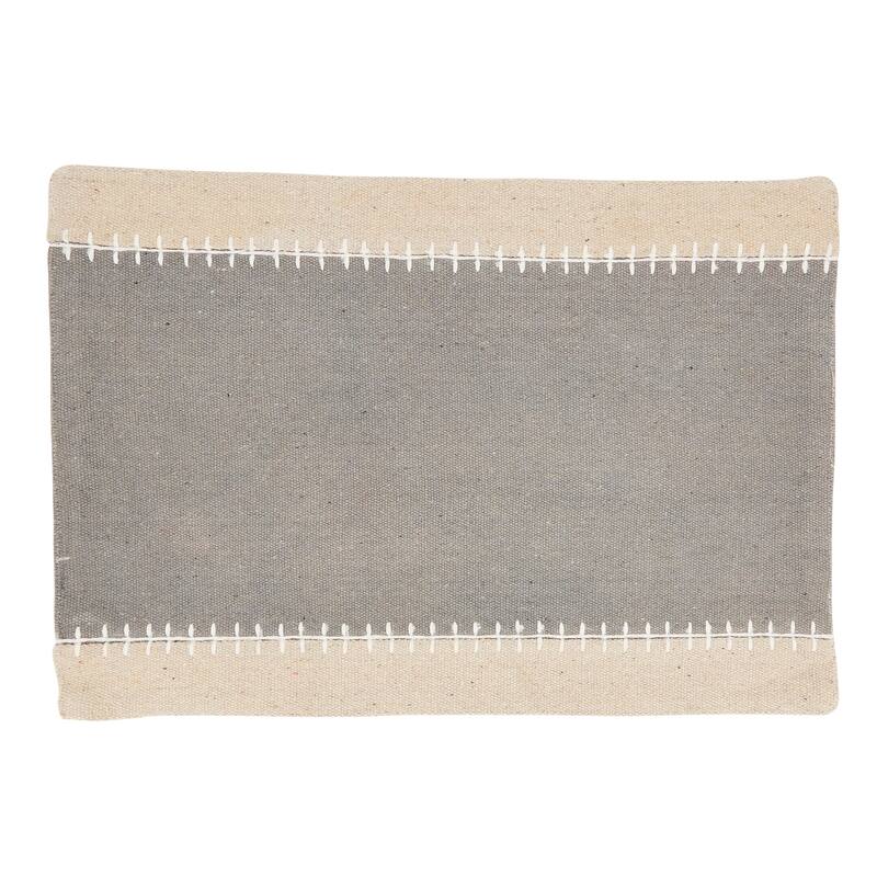 Whipstitched Border Design Placemat (Set of 4) - Set of 4 - 14"x20" - Grey