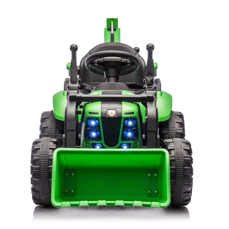 24V Kids Ride-On Electric Tractor Toy with 4-in-1 Construction Attachments w/Parent Remote Control,3-Speed Adjustable