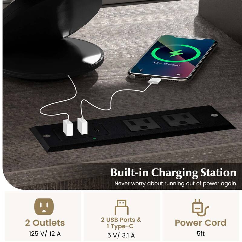 Costway File Cabinet on Wheels with Charging Station & Cable - See Details