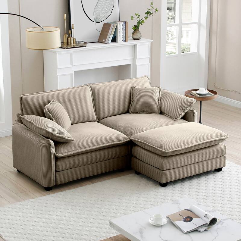 Corduroy Modular Flexible Combinations Sofa Set with Ottoman