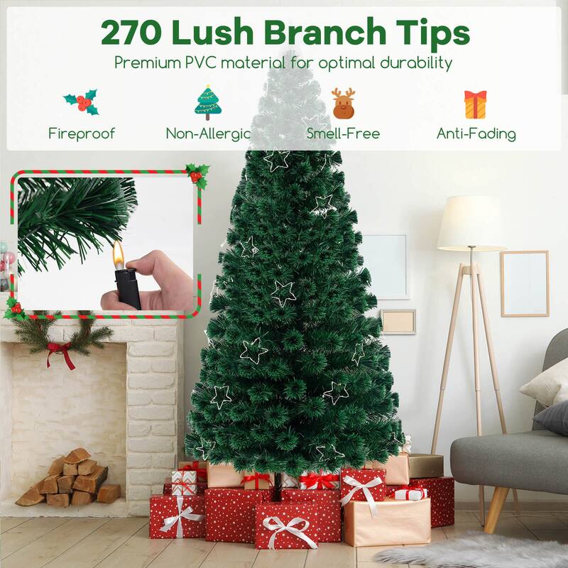 Costway 4/5/6/7 FT Artificial Xmas Tree with 130/170/230/270 Branch