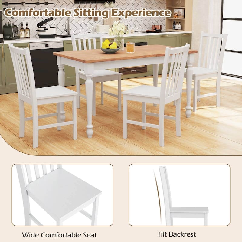 Costway Rustic Dining Chairs Set of 4 with Slat Tilt Backrest, Wide - See Details
