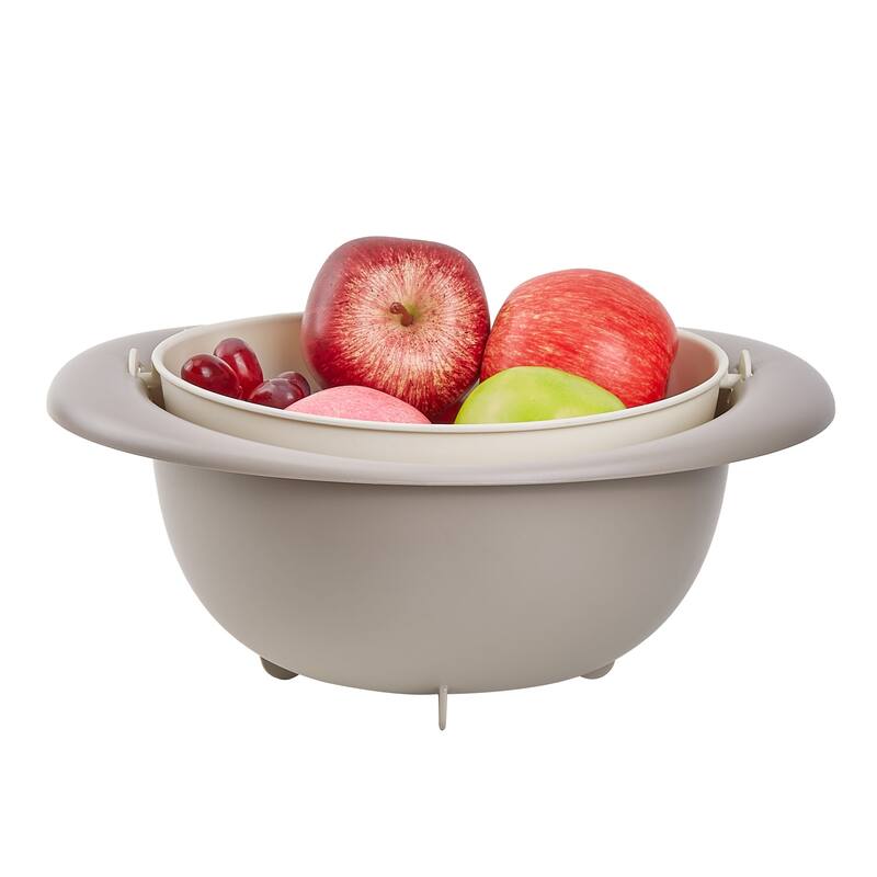 Javlergo Stackable Double Layer Colander with Rotatable Design BPA Free PP Material Dishwasher Safe for Indoor Outdoor Use