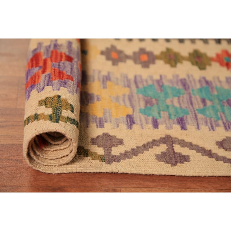 South Western Style Kilim Oriental Large Rug Hand-Woven Wool Carpet - 10'0"x 16'1"