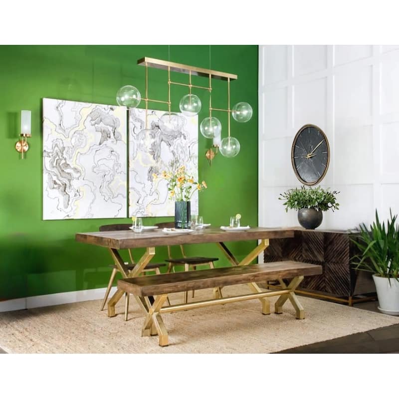 Glass Globe 7-Light Chandelier 57.5" Orb Linear Kitchen Island Lights in Black or Gold