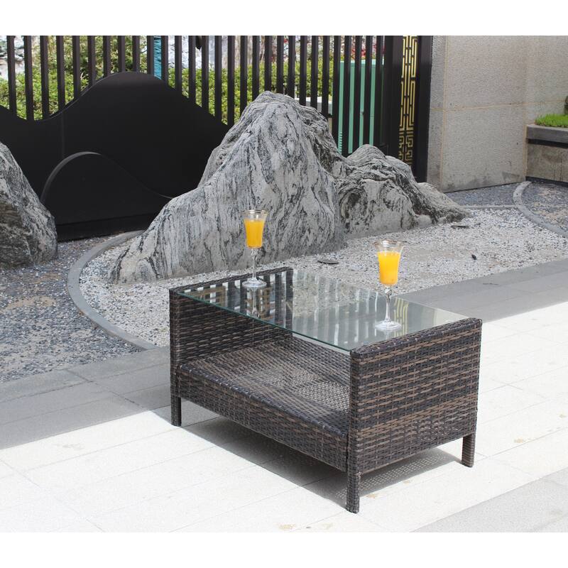 Coffee Table with Clear Tempered Glass