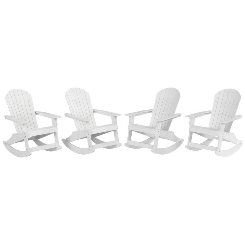 Vineyard HIPS Outdoor Eco-Friendly All Weather Seashell Rocking Adirondack Chairs (Set of 4)