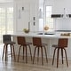 preview thumbnail 7 of 78, Skara Mid-Century Swivel Counter Stool, Upholstered Counter Height Chair with Bentwood Legs Single - Gray Faux Leather & Walnut