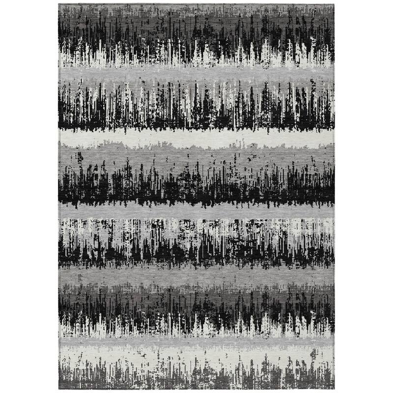 HomeRoots Striped Transitional Rectangle Outdoor Rug