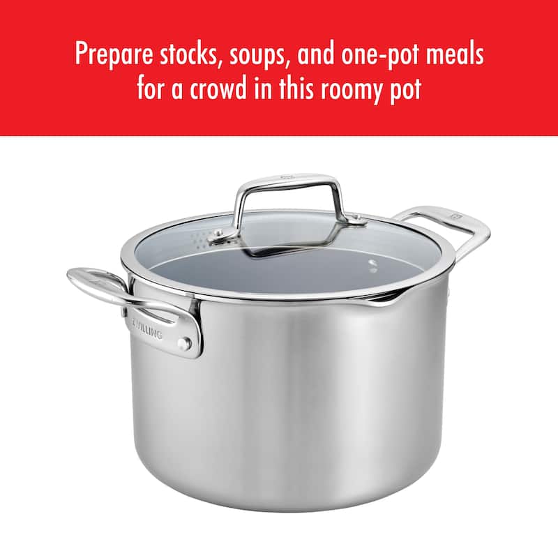 ZWILLING Clad CFX 8-qt Stainless Steel Ceramic Nonstick Stock Pot