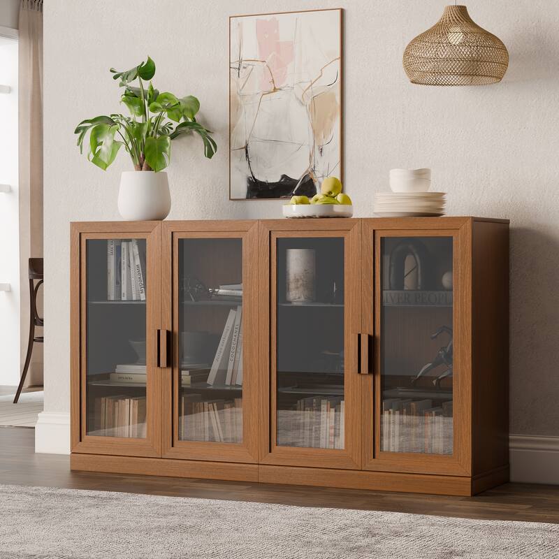Dovelina Sideboard Buffet Storage Cabinets with Adjustable Shelves,Glass Door - 72"Lx31"H