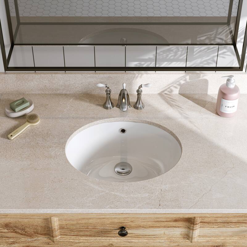 HOROW Oval Vitreous China Undermount Bathroom Sink With Overflow Hole - 19.6"x15.7"