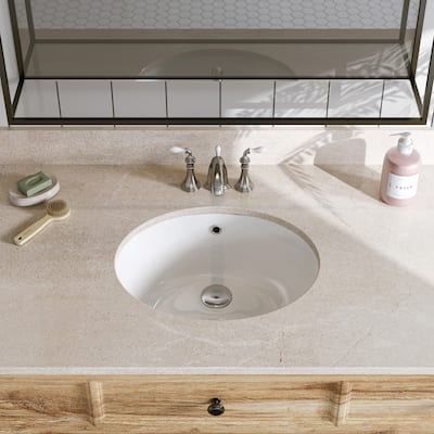HOROW Oval Vitreous China Undermount Bathroom Sink With Overflow Hole - 19.6"x15.7"