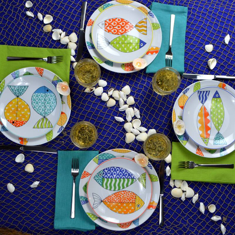 Euro Ceramica FreshCatch 12 Piece Dinnerware Set (Service for 4)