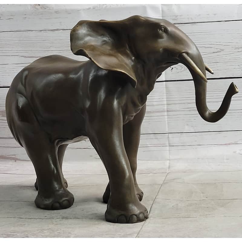 Smooth Imitative Elephant Bronze Metal Figure Sculpture Handmade Art Decor Collectible