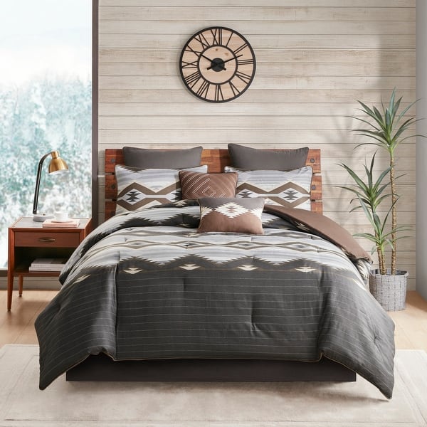 slide 2 of 14, Woolrich Bitter Creek Grey/ Brown Oversized Comforter Set Grey/Brown - California King