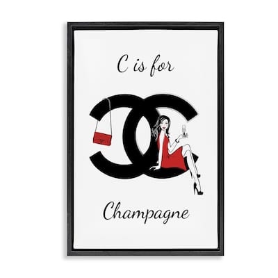 Stupell Glam C Is For Champagne Framed Floater Canvas Wall Art Design By Martina Pavlova