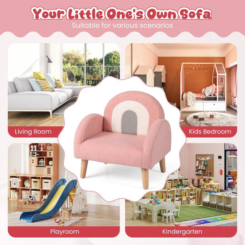 Gymax Soft Plush Kids Couch w/Comfy Backrest & Armrests Upholstered