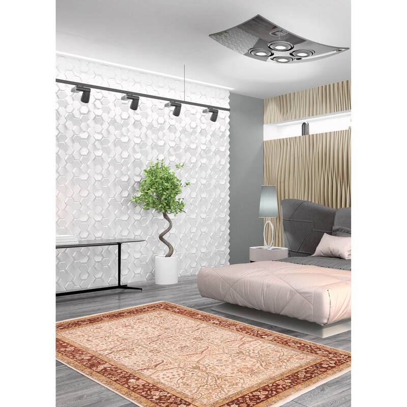 ECARPETGALLERY Hand-knotted Mirzapur Beige Silk, Wool Rug - 5'6 x 8'0