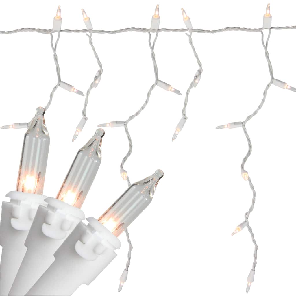 150-Count Clear Mini Icicle Christmas String Lights 8.75 ft White Wire