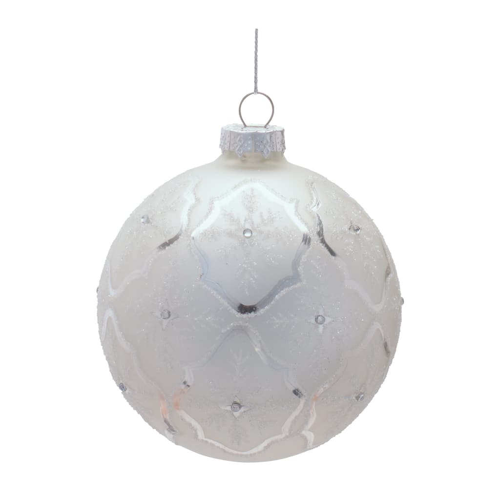 Glass Ball Ornaments with Snowflake (Set of 6)