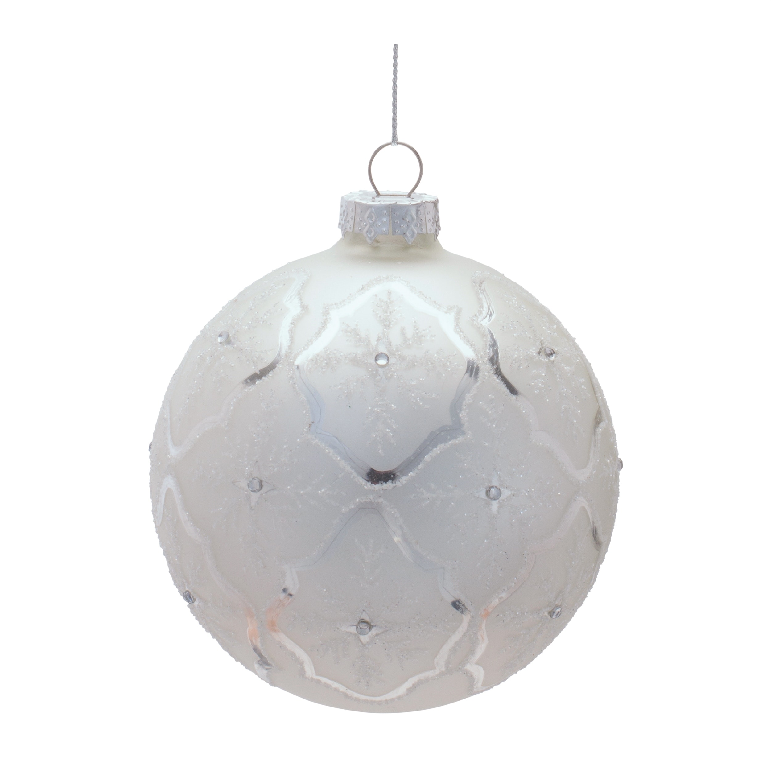 Glass Ball Ornaments with Snowflake (Set of 6)
