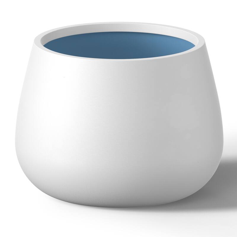 Concrete Round Planter with Enhanced Interior - 18 x 13.5 in - Crisp White(Enhanced Interior)