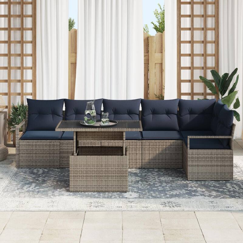 vidaXL 7 Piece Garden Sofa Set with Cushions - 113×48×27.2