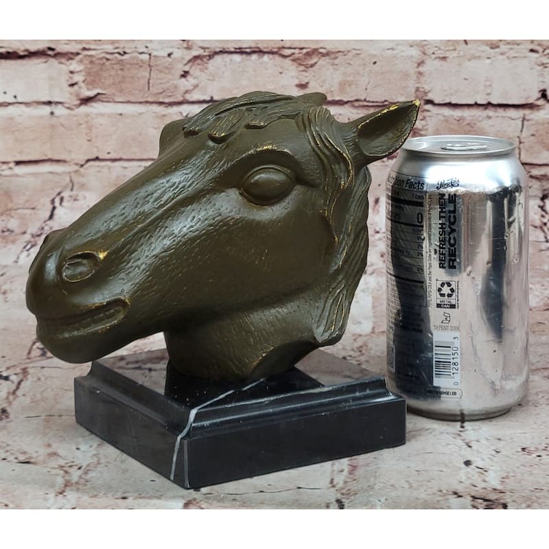 Bronze Imitative Horse Head Sculpture – Zodiac Stallion Bust On Marble Base