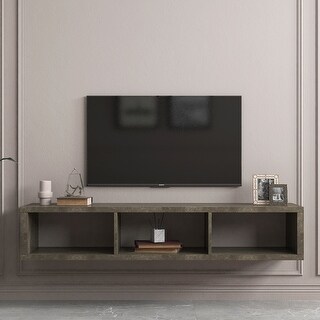Shallow Floating TV Console, with Center Storage Rack Space-Saving TV ...