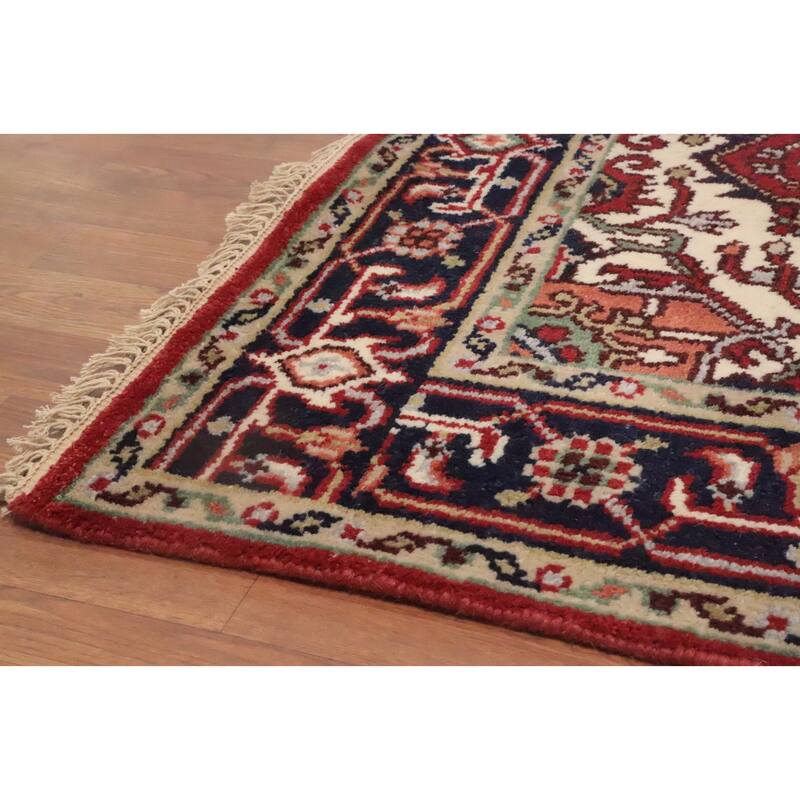 Hand Knotted Oriental 100% Wool Carpet Traditional Medallion Oranges & Rust Heriz (serapi) Area Rug - 5' 11'' X 3' 11''