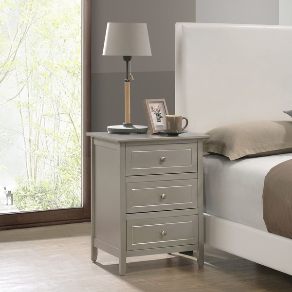 Daniel 3 drawer Transitional Wooden Nightstand On Sale Bed
