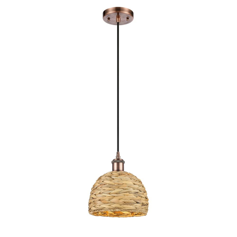 Innovations Lighting Woven Rattan - 1 Light 8" Cord Hung Pendant