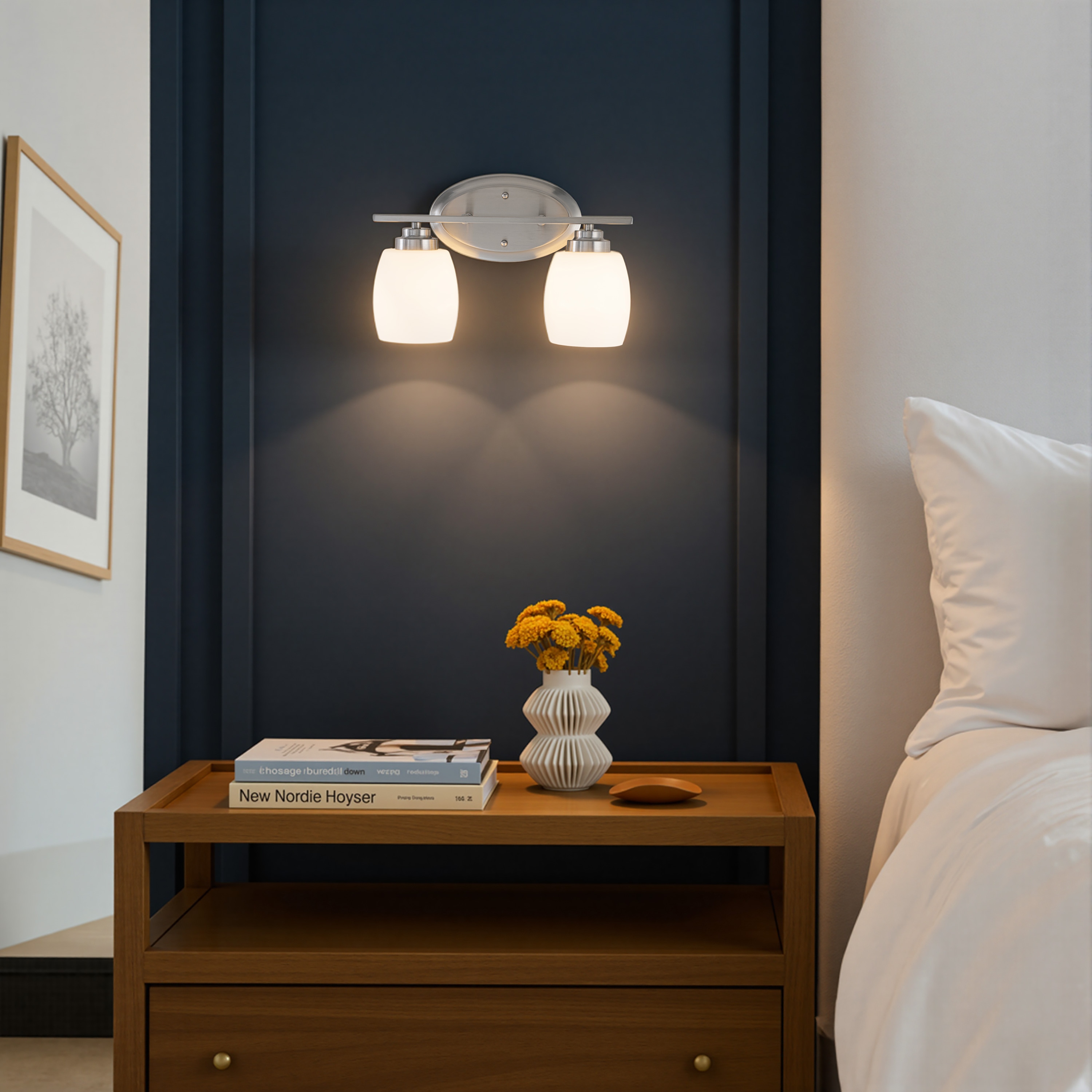 C Cattleya Vanity Light Indoor Wall Sconce Light with White Opal Glass