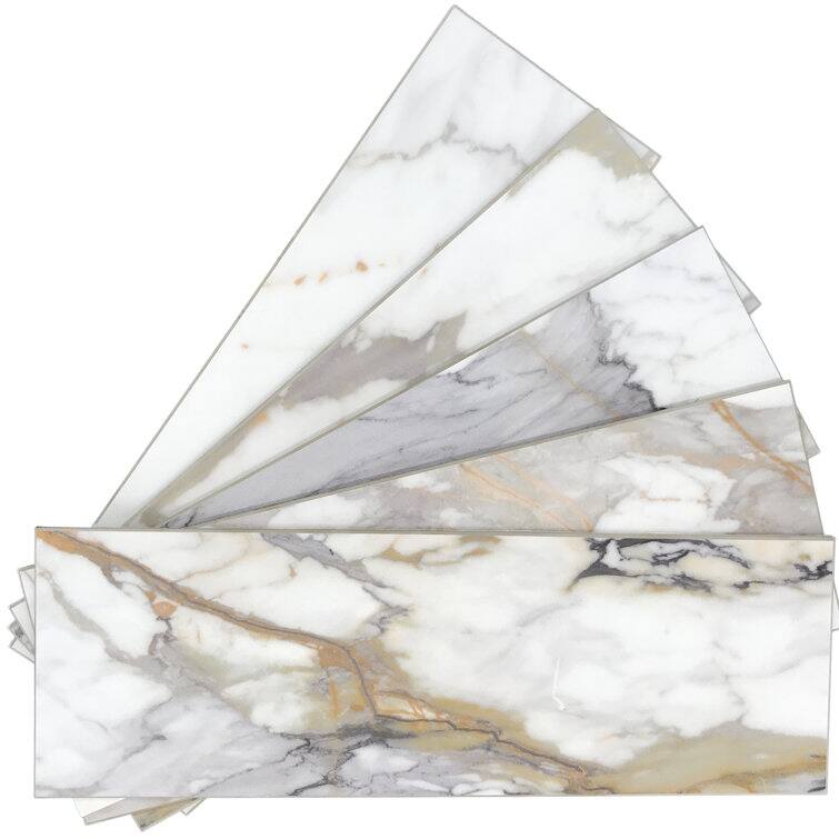 4" x 12" Stone Composite Peel & Stick Subway Tile - MarbleGold-30PCS