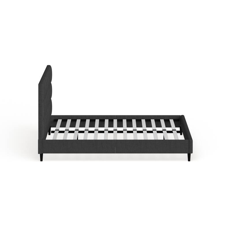 Priage by ZINUS Grey Upholstered Square Stitched Platform Bed Frame