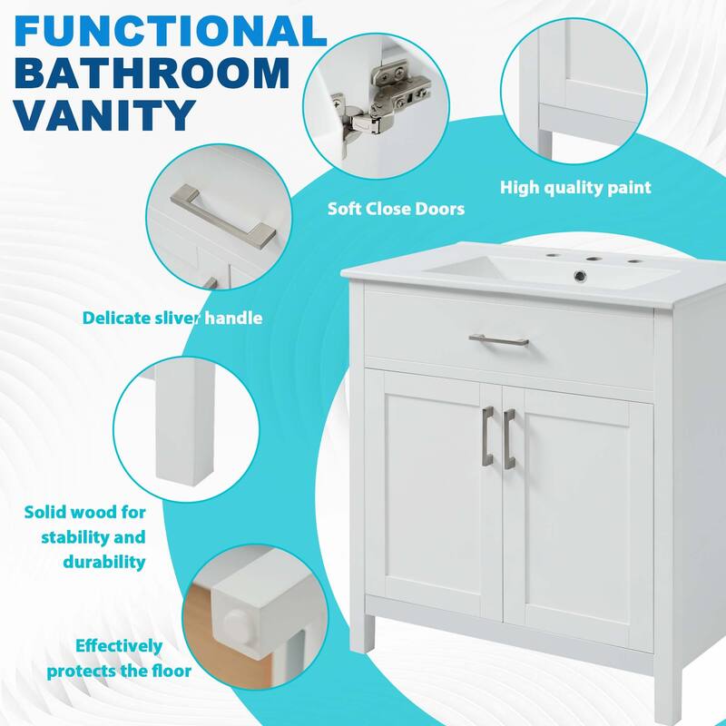 30-Inch Bathroom Vanity with Ceramic Sink